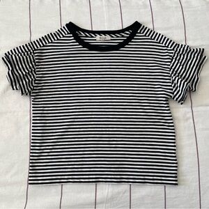 Madewell Black and White Ruffle Sleeve Tee XS